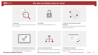 ||ETH Library / Scientific IT Services 31.10.2018Ana Sesartic Petrus / Caterina Barillari 80
See also our Explora story for more!
Source: https://doi.org/10.22010/ethz-exp-0004-en
 