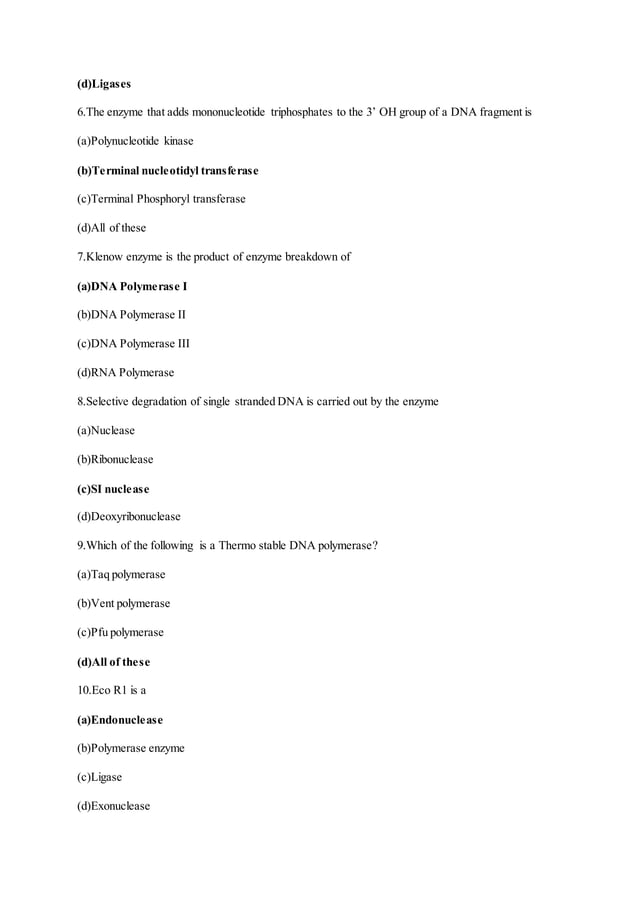 DNA TECHNOLOGY MCQ PDF