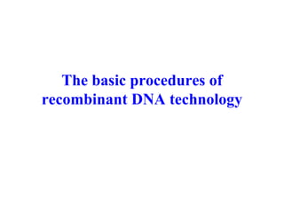 The basic procedures of
recombinant DNA technology
 