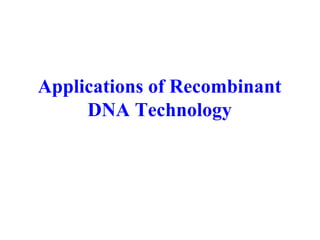 Applications of Recombinant
DNA Technology
 