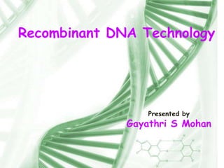 Recombinant DNA Technology

Presented by

Gayathri S Mohan

 