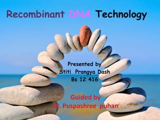 Recombinant DNA Technology
Presented by
Stiti Prangya Dash
Bs 12 416
 