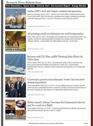 R&D Newsletter Volume 2 Issue 2 January 2014 Edition
Research News Bulletin from
10/12
 