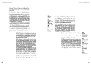 11e biennale de lyon / hiStorique                                                                                                                                                                                                                    hiStorique / 11e biennale de lyon




                        Nam June Paik, Vito Acconci, Dan Graham, Peter Campus, Dennis
                        Oppenheim, ainsi que de nouvelles productions de Rirkrit Tirava-
                        nija, Dumb Type, Carsten Höller, Douglas Gordon, Tony Oursler,
                        Pierre Huyghe.
                        En 1997, Harald Szeemann assure le commissariat de la Biennale
                        de Lyon et accepte de travailler sur la problématique de L’Autre.
                        C’est selon lui le das, le neutre auquel il empruntera son titre.
                        Harald Szeemann fait de la Biennale de Lyon l’un des enjeux ma-
                        jeurs de la recomposition des critères en cette fin du 20e siècle,                                  1991                              En 2005, le tome 2 de cette nouvelle trilogie est assuré par Nico-
                        en confrontant des pièces monumentales (Katharina Fritsch, Chris                                    L’Amour de l’Art                  las Bourriaud et Jérôme Sans. Il s’intitule Expérience de la durée
                        Burden, Richard Serra) à des travaux plutôt associés à l’art brut.                                  Commissaires :
                                                                                                                            Thierry Raspail et Thierry Prat   et associe les œuvres de la collection du Musée d’art contem-
                        Il fait d’ailleurs du Facteur Cheval, régional de l’étape, l’emblème                                                                  porain : La Monte Young, Terry Riley, James Turrell à des pièces
                        de L’Autre, qui ouvre sur Chen Zhen aussi bien que sur Emery                                        1993
                                                                                                                            Et tous ils chan-                 spectaculaires : Martin Creed, Kader Attia, John Bock, Erwin
                        Blagdon, Eugène Von Bruenchenhein ou Elisar Von Kupffer, dont                                       gent le monde                     Wurm, Kendell Geers ; mais redécouvre aussi Tony Conrad,
                        les œuvres flirtent avec un fort mysticisme.                                                        Commissaire : Marc Dachy          expose Robert Crumb, et réalise une pièce monumentale de
                        Et il présente pour la première fois en Europe un large ensemble                                    1995                              Daniel Buren qu’acquiert le Musée d’art contemporain.
                        d’artistes chinois, expérience qu’il reconduira avec le succès que                                  Interactivité, image
                                                                                                                            mobile, vidéo                     En 2007, avec L’histoire d’une décennie qui n’est pas encore
                        l’on sait deux ans plus tard à Venise.
                                                                                                                            Commissaire : Georges Rey         nommée, Stéphanie Moisdon et Hans Ulrich Obrist convient 50
                        1997 marque une nouvelle étape dans l’histoire de la Biennale :                                                                       commissaires du monde entier à choisir une œuvre qui incarne
                                                                                                                            1997
                        Harald Szeemann démontre que face aux structures fortement his-                                     L’Autre                           la décennie. C’est un enjeu qui porte sur la question de l’actua-
                        toriques et charpentées que sont La Documenta, la Biennale de                                       Commissaire :                     lité et c’est un pari sur l’histoire. Parmi les artistes invités : Josh
                        Venise, ou Münster, Lyon peut largement tirer son épingle du jeu                                    Harald Szeemann
                                                                                                                                                              Smith, Kelley Walker, Urs Fischer, Tomas Saraceno, Hilary Lloyd,
                        en affirmant sa volonté de penser en terme global (le terme n’ayant                                 2000                              Nathaniel Mellors, Sheela Gowda, Ryan Gander, Tino Sehgal,
                        pas encore à l’époque acquis son statut de lieu commun) et de                                       Partage d’exotismes
                                                                                                                            Commissaire :                     Wade Guyton. Le prix Only Lyon est décerné à Seth Price, avec un
                        pluriculturalisme.                                                                                  Jean-Hubert Martin                accessit pour Jennifer Allora & Guillermo Calzadilla.
                                               2000, la Biennale de Lyon se tient exceptionnellement une an-                                                                          9 éditions par cycle de 3 : l’histoire, le global, la temporalité.       2001
                                               née paire pour honorer les trois zéros. Au seuil du troisième millé-                                                                                                                                            Connivence
                                                                                                                                                                                      En 2009, la 10 édition s’intitule Le spectacle du quotidien et
                                                                                                                                                                                                       e
                                                                                                                                                                                                                                                               Commissaires : Anne Bertrand,
                                               naire, la 5e édition s’interroge sur la validité de l’art et des multiples                                                             elle est signée Hou Hanru, jeune commissaire chinois. Un thème           Jean-Marc Chapoulie, Yvane
                                               applications du terme à l’échelle de la planète, notamment lorsqu’il                                                                   global, qui propose de réfléchir sur le pourquoi de l’art au sein        Chapuis, Laurence Dreyfus,
                                               est plaqué sur les productions matérielles d’ères culturelles qui                                                                                                                                               Klaus Hersche, Richard
                                                                                                                                                                                      de notre monde spectaculaire et tente de retrouver le lien très          Robert et Guy Walter
                                               échappent aux critères occidentaux.                                                                                                    proche entre la création et la vie de chacun.
                                                                                                                                                                                                                                                               2003
                                               2001, retour aux années impaires, la Biennale ne dispose que                                                                           Cette Biennale se construit sur plusieurs dimensions : La magie          C’est arrivé demain
                                               d’un an. Une équipe de sept commissaires compose Connivence,                                                                           des choses propose le travail d’artistes qui modifient des ob-           Commissaires : Le Consortium,
                                               qui traite de la convergence entre les arts : jeux vidéo, chorégra-                                                                    jets ou des situations du quotidien, L’éloge de la dérive s’inté-        Dijon (Xavier Douroux, Franck
                                                                                                                                                                                                                                                               Gautherot, Eric Troncy et Anne
                                               phie, photographie, cinéma, littérature, musique avec des artistes                                                                     resse aux artistes qui interviennent dans l’espace urbain, Vivons        Pontégnie, Robert Nickas)
                                               comme Jérôme Bel, Marco Berrettini, Xavier Le Roy, William Egg-                                                                        ensemble explore le dialogue entre la ville et les communautés
                                                                                                                                                                                                                                                               2005
                                               leston, Adrian Piper, Steve McQueen, Kolkoz, Robert Wyatt…                                                                             qui l’habitent et Un autre monde est possible reçoit la parole           Expérience de la durée
                                               En 2003, C’est arrivé demain marque la nouvelle implantation de                                                                        d’artistes qui examinent la réalité de façon critique et imaginent       Commissaires : Nicolas
                                                                                                                                                                                      de nouveaux codes sociaux. Parmi les artistes invités : Adel Ab-         Bourriaud et Jérôme Sans
                                               la Biennale en plusieurs lieux, parmi lesquels la Sucrière, entrepôt
                                               industriel réhabilité, et le Musée d’art contemporain.                                                                                 dessemed, Pedro Cabrita Reis, Dan Perjovschi, Tsang Kinwah,              2007
                                                                                                                                                                                      Sarkis, Agnès Varda… Le prix de la Francophonie est décerné à            OO’s, l’histoire d’une
                                               Le commissariat est confié au Consortium de Dijon (avec Anne                                                                                                                                                    décennie qui n’est
                                               Pontégnie et Bob Nickas) qui ouvre ainsi une trilogie consacrée à                                                                      Maria Thereza Alves.                                                     pas encore nommée
                                               la question de la temporalité. Cette problématique, en partie liée                                                                                                                                              Concepteurs : Stéphanie
                                                                                                                                                                                                                                                               Moisdon et Hans Ulrich Obrist
                                               à la multiplication et au succès considérable des biennales dans
                                               le monde (plus de 110 à l’époque), présente une image actuali-                                                                                                                                                  2009
                                                                                                                                                                                                                                                               Le spectacle du
                                               sée de l’actualité artistique internationale, à la manière d’un flux                                                                                                                                            quotidien
                                               permanent. Lyon s’interroge légitimement sur ce phénomène qui                                                                                                                                                   Commissaire : Hou Hanru
                                               semble générer une actualité incessante et infinie, dans le cadre
                                               d’un régime d’historicité produit artificiellement pour et par le sys-
                                               tème d’exposition. Sont ainsi accueillis parmi d’autres Mike Kelley
                                               & Paul McCarthy, Tim Head, Katarina Fritsch, Steven Parrino, Larry
                                               Clark, Yayoi Kusama, Catherine Sullivan, Bridget Riley, Ugo Ron-
                                               dinone…



50/                                                                                                                                                                                                                                                                                             /51
 