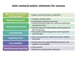 Inter-sectoral action: elements for success
 