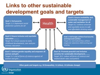 Links to other sustainable
development goals and targets
 