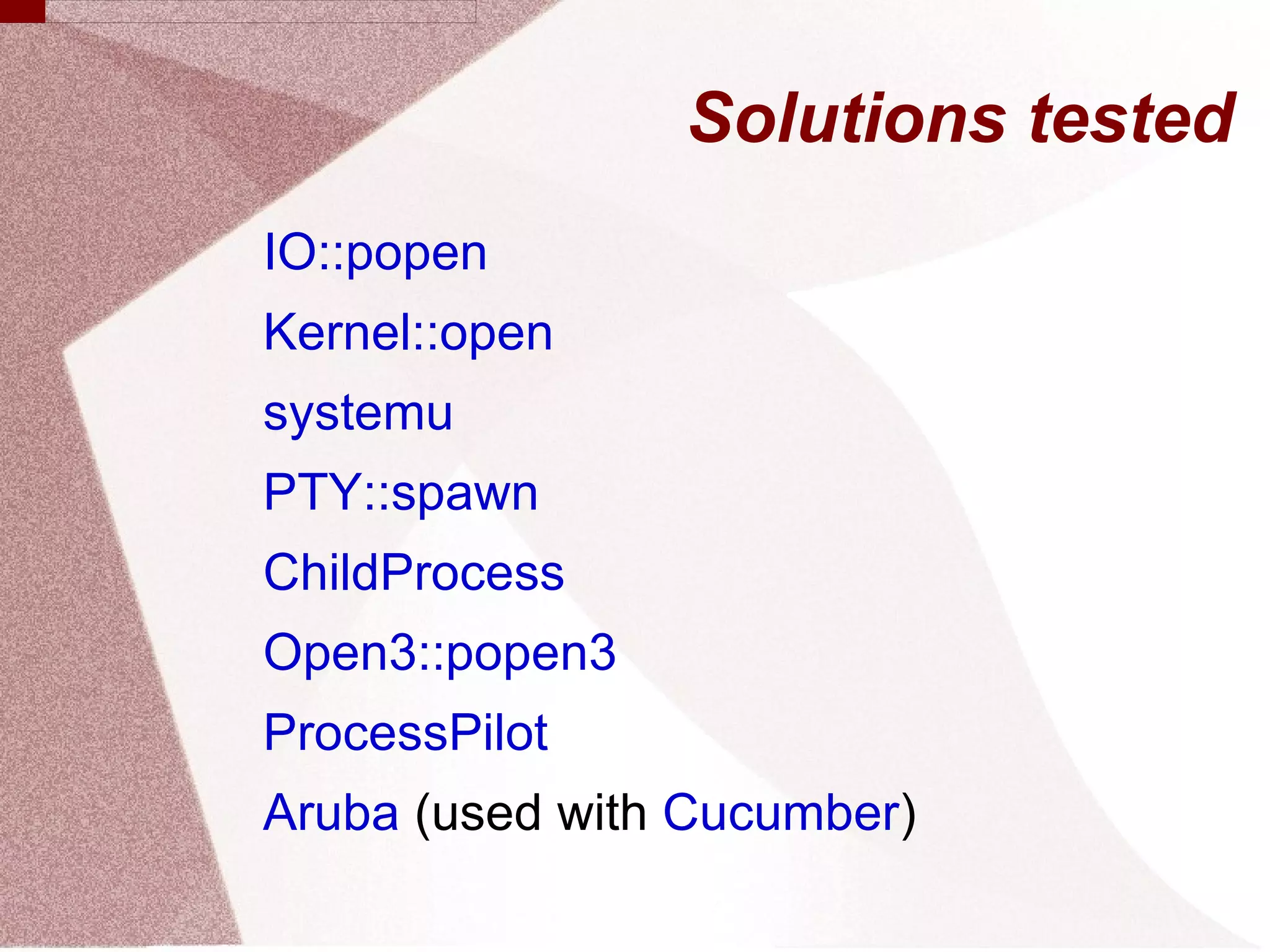 Solutions tested IO::popen 