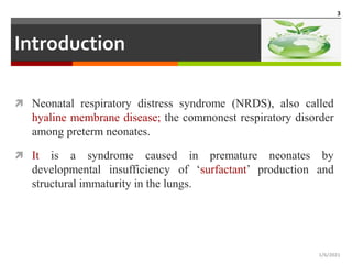 RDS (neonate respiratory distress syndrome) | PPTX
