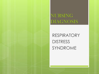 NURSING
DIAGNOSIS
RESPIRATORY
DISTRESS
SYNDROME

 