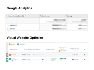 Google Analytics
Visual Website Optimize
 