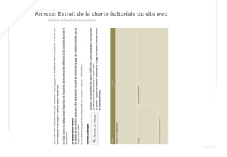 Pouruniformiserl’actualitéautourdesexpositionsetpourgagnerenlisibilité,lesfiches«exposition»serontsous
formed’articlescréésdepuisletableaudebordWordPress.
Lefichiersourcedutableauseraàdispositiondel’ensembledesmembresdesdifférentsCAUEautorisésàenrichirle
siteinternet.
Letableauetsoncontenu
LetableauetsoncontenutextepeutêtredirectementimportédeWordverslapagedecréationd’articlesparun
simplecopier-coller.
Lecaséchéant,legabaritseradisponibledanslapartie«articles»del’interface.
Donnéesgraphiques
Leslogos,quiserontdanslescases«CAUE»et«Autrespartenaires»nepourront
pasêtreimportésdirectementencopier-coller.
Lebouton«Ajouterunmédia»disponiblesurlapagedecréationd’articlesservira
debasededonnées.
DateLieu
Objetdel’exposition
CAUEAutrespartenaires
Lienverslecommuniqué
 