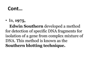history of recombinant DNA technology | PPTX