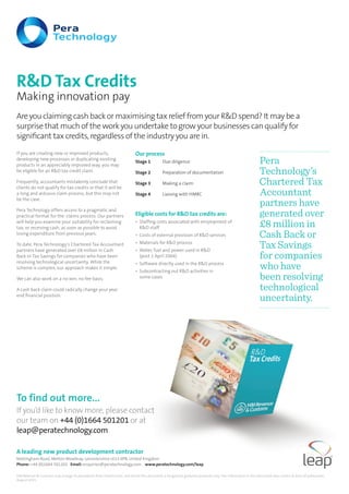 R&D Tax Credits - Fact Sheet