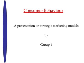 Consumer Behaviour A presentation on strategic marketing models By Group 1 