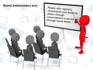 Copyright 2011 all rights reserved RDZ Media Group, LLC19A Brand Hero actively participates with relevant content and questions to build…My Continuing Participation on Social Media