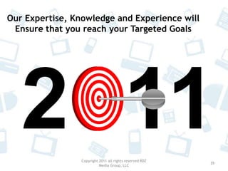 Copyright 2011 all rights reserved RDZ Media Group, LLC37We Constantly Update Content and Monitor Your Social Media Outlets in Real Time to Pass on Relevant Leads