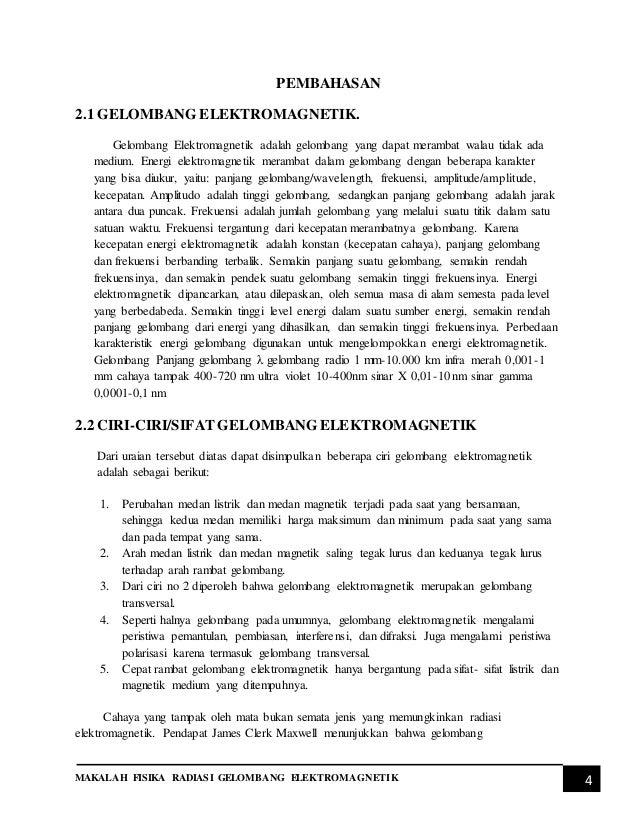 Makalah Fisika Radiasi Gelombang Elektromagnetik