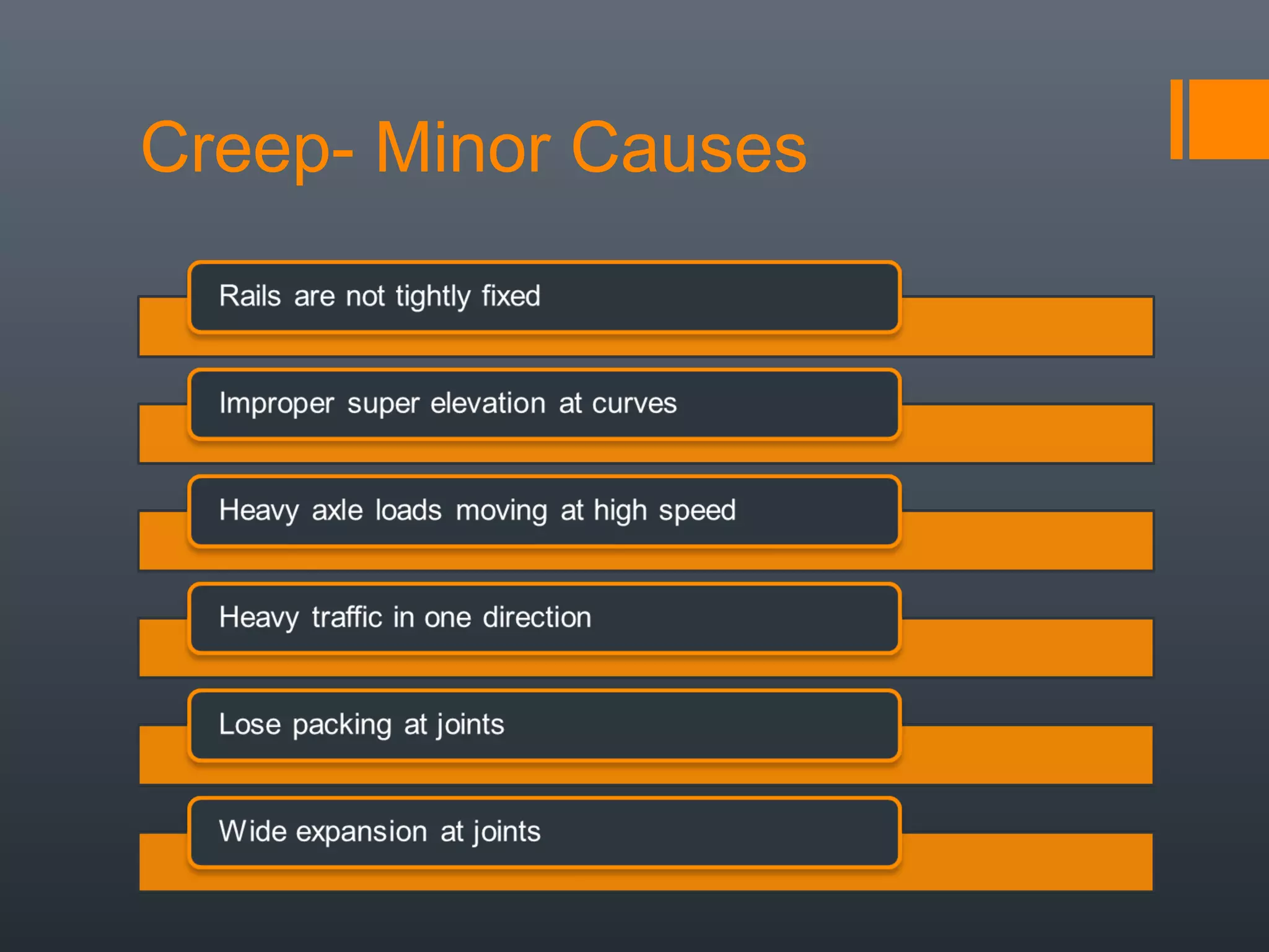 Creep- Minor Causes
 
