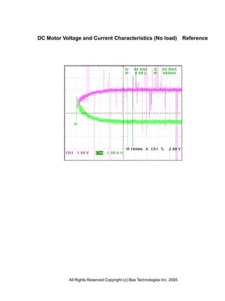 DC Motor Voltage and Current Characteristics (No load)                     Reference




            All Rights Reserved Copyright (c) Bee Technologies Inc. 2005
 