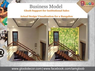 Business Model
Gloob Support for Institutional Sales
Actual Design Visualization for a Bungalow
 