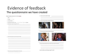 Evidence of feedback
The questionnaire we have created
 