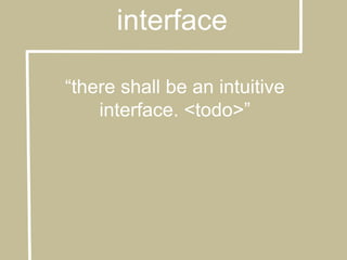 interface“there shall be an intuitive interface. <todo>”