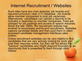 Internet Recruitment / Websites   ,[object Object],[object Object]