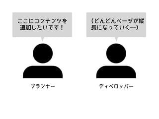 プランナー ディベロッパー
ここにコンテンツを
追加したいです！
（どんどんページが縦
長になっていく…）
 