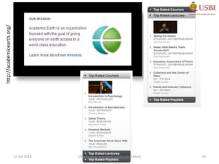 http://academicearth.org/




                            13 Feb 2013   USBI Academic Seminar 1/2013 (ZW Abas)   34
 