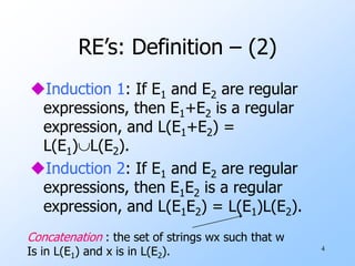 RegularExpressions-theory of computation and formal language | PPT