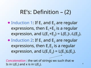 regular Expression definition equivalence | PPT
