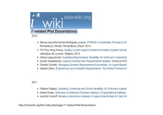http://istarwiki.org/tiki-index.php?page=i*-related+Phd+Dissertations
 