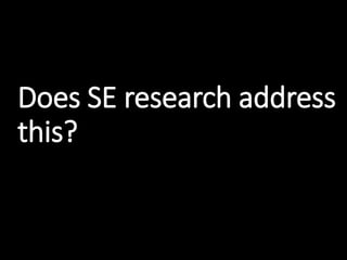 Does SE research address
this?
 