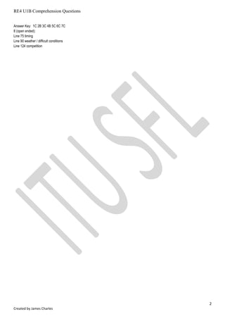 Re4 unit1 b-comprehension-questions | DOC | Food & Drink