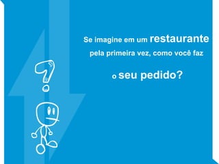 Se imagine em um restaurante
pela primeira vez, como você faz
o seu pedido?
 