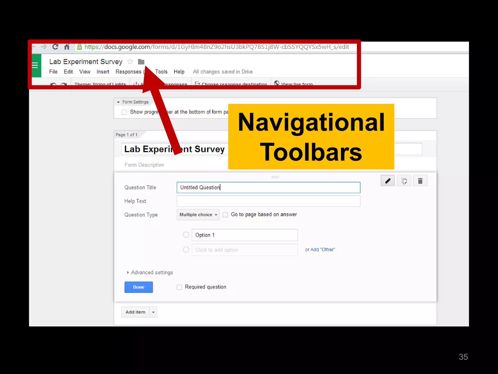 Navigational Toolbars 
35  
