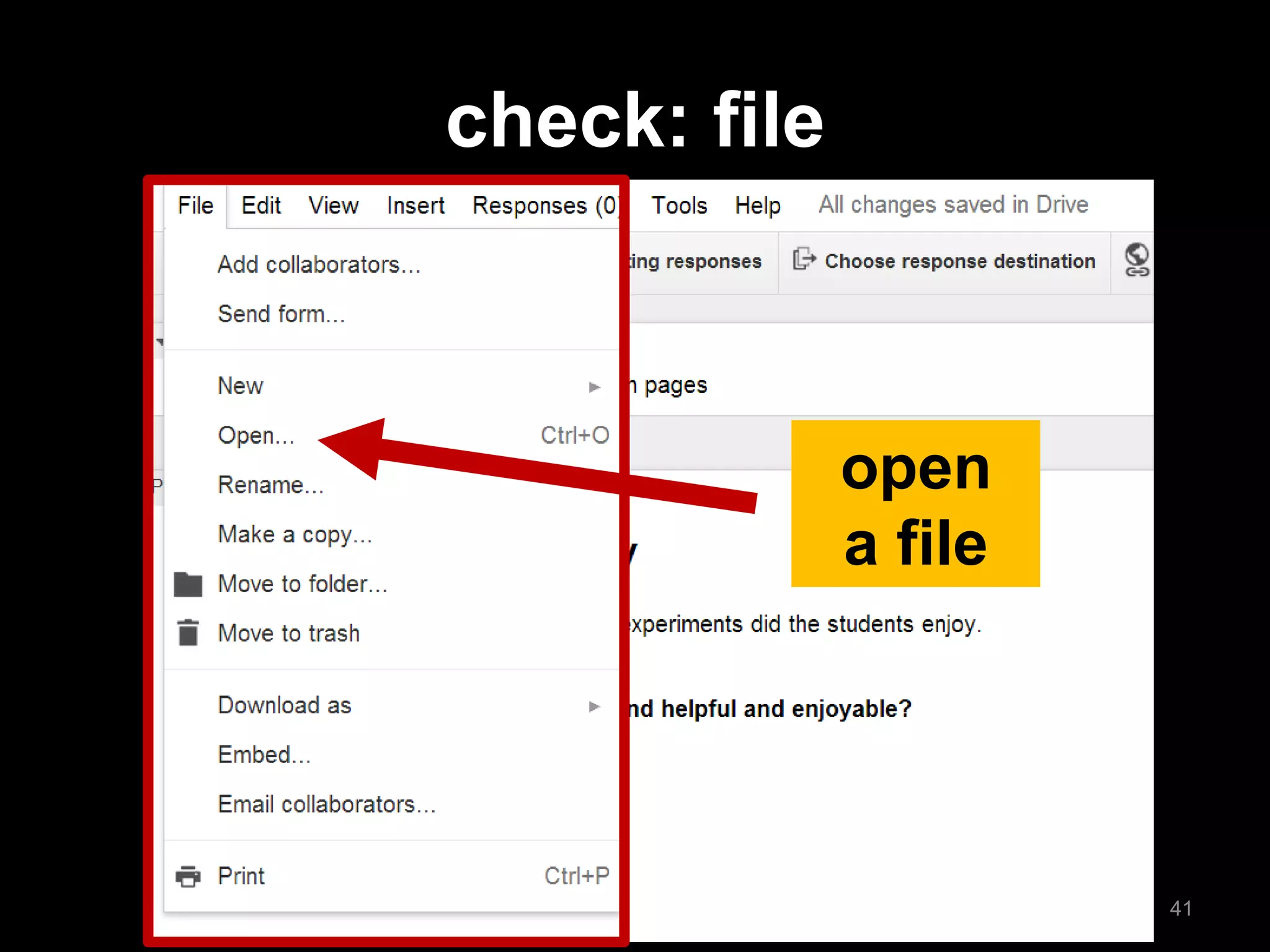open a file 
check: file 
41  