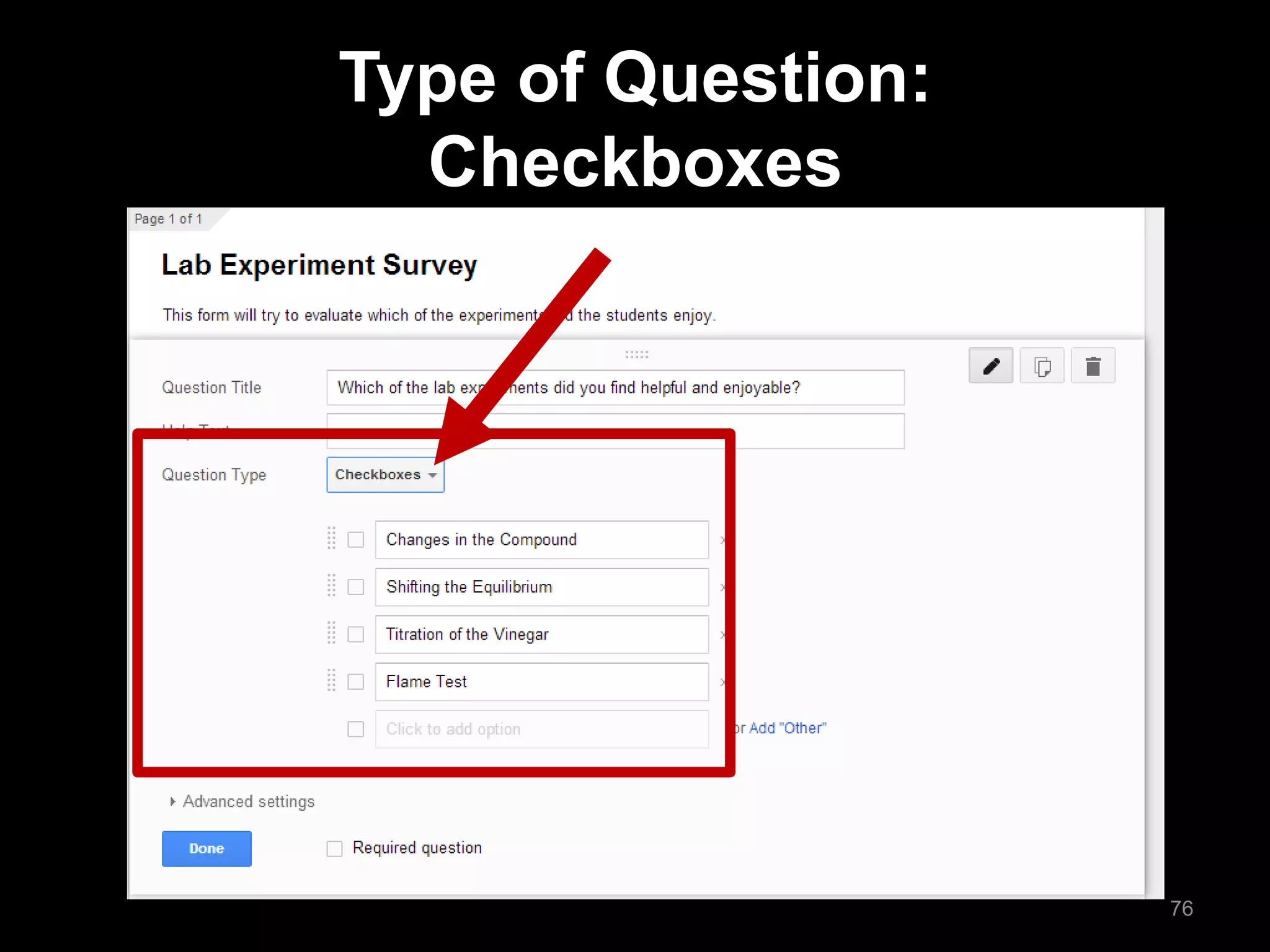 Type of Question: Checkboxes 
76  
