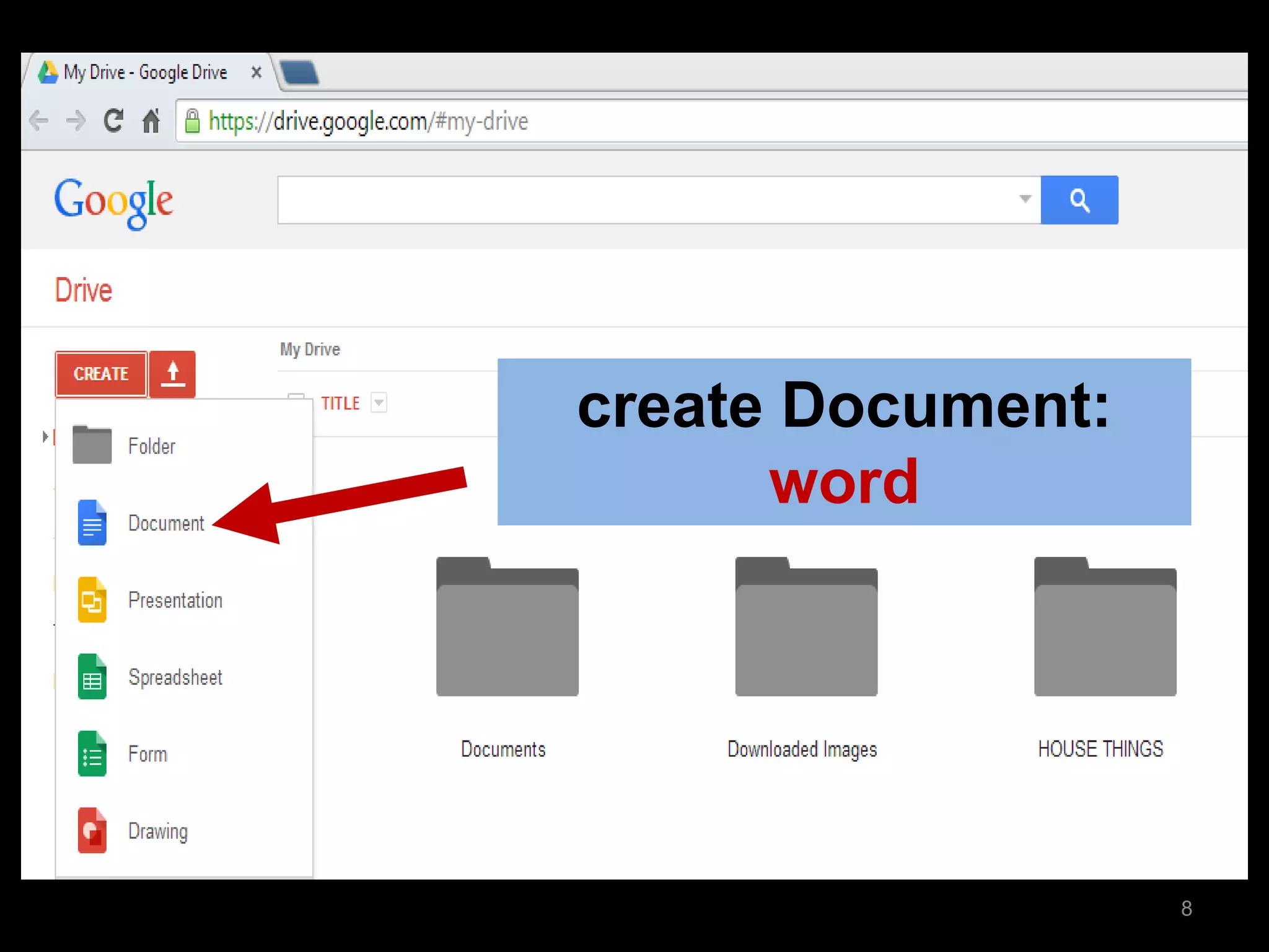 Click Form 
create Document: word 
8  