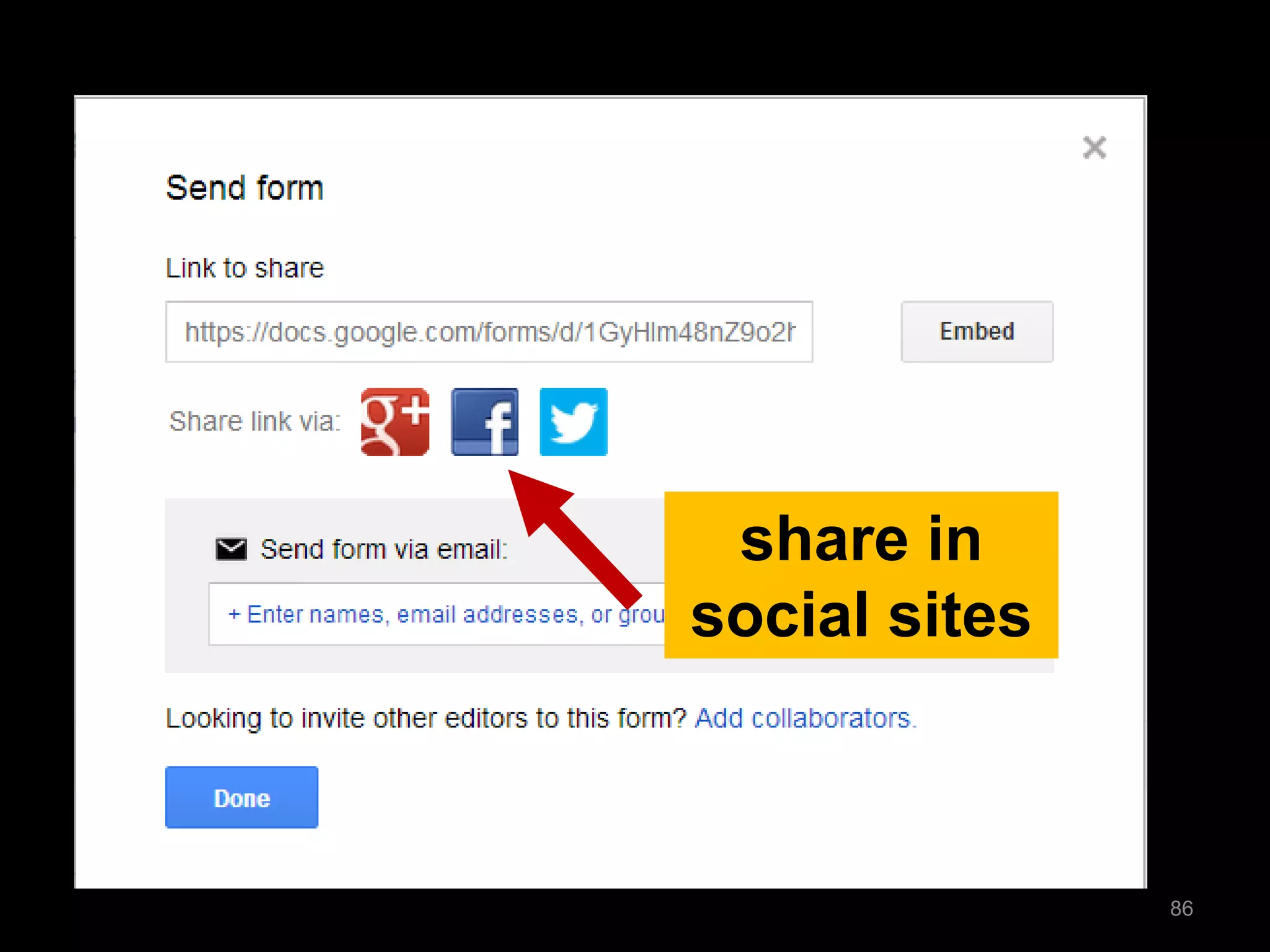 share in social sites 
86  