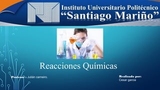 Reacciones Químicas
Realizado por:
Cesar garcia
Profesor : Julián carneiro.
 