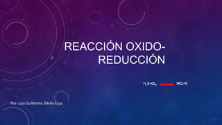 REACCIÓN OXIDOREDUCCIÓN
H2S+CL2

Por: Luis Guillermo Dávila Cruz

HCL+S

 