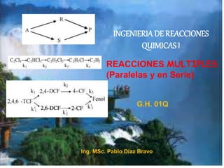 INGENIERIADE REACCIONES
QUIMICASI
G.H. 01Q
REACCIONES MULTIPLES
(Paralelas y en Serie)
Ing. MSc. Pablo Díaz Bravo
 