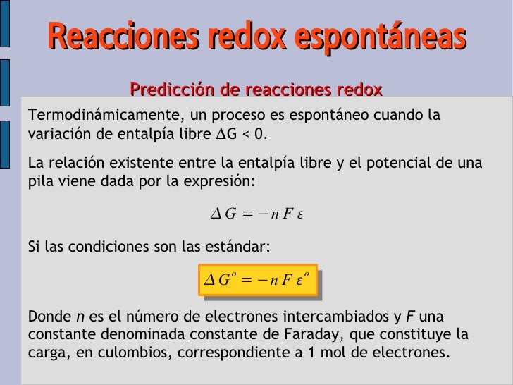 Reacciones Redox Espontaneas