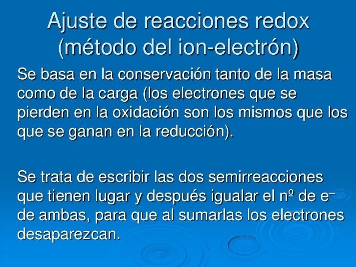 Reacciones transferencia electrones