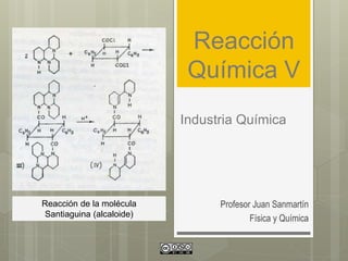 Reacción
Química V
Profesor Juan Sanmartín
Física y Química
Industria Química
Reacción de la molécula
Santiaguina (alcaloide)
 