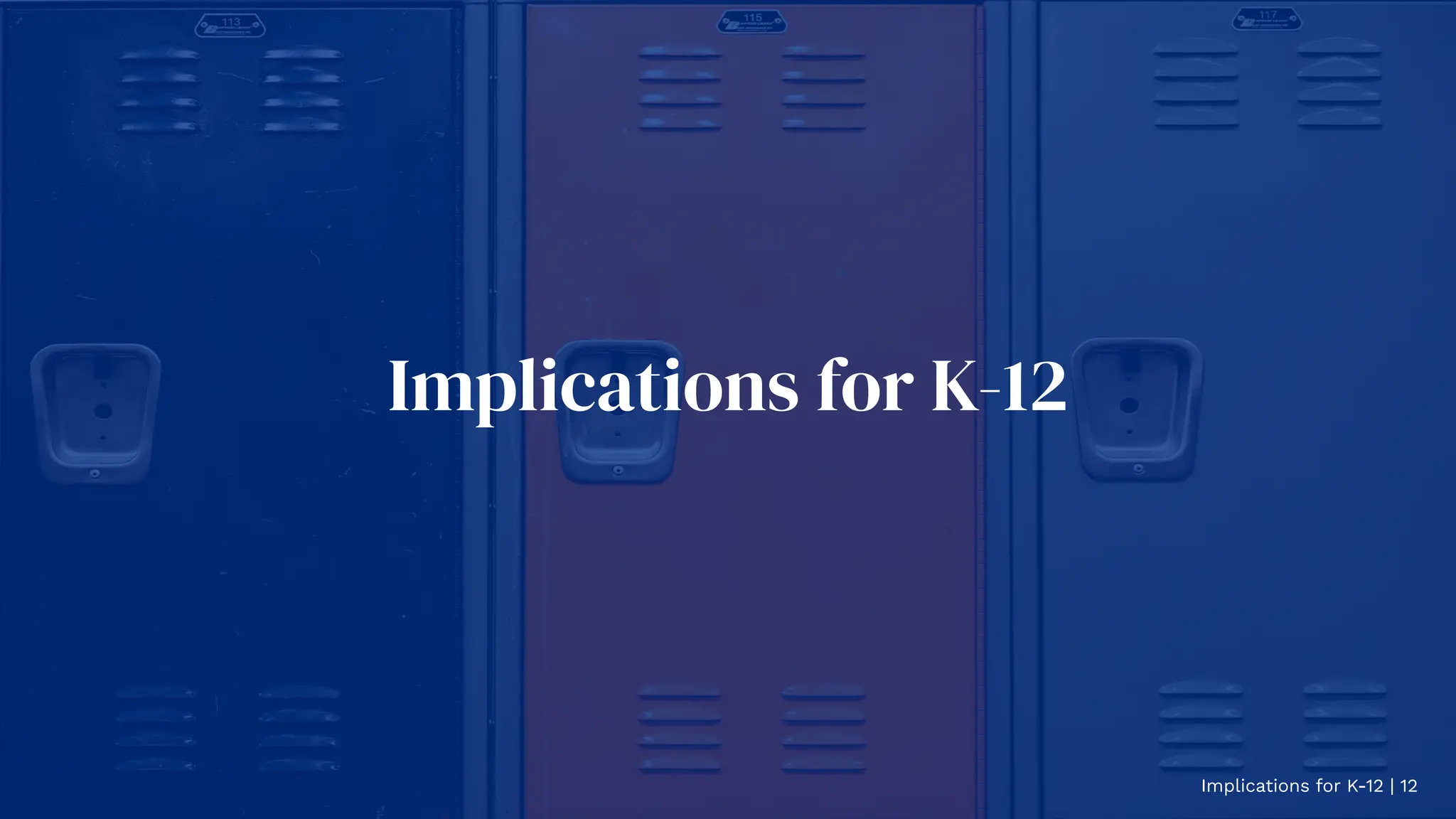 Implications for K-12
Implications for K-12 | 12
 