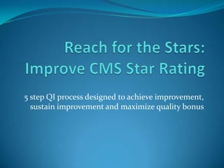 Reach for the Stars: Improve CMS Star Rating  5 step QI process designed to achieve improvement, sustain improvement and maximize quality bonus 