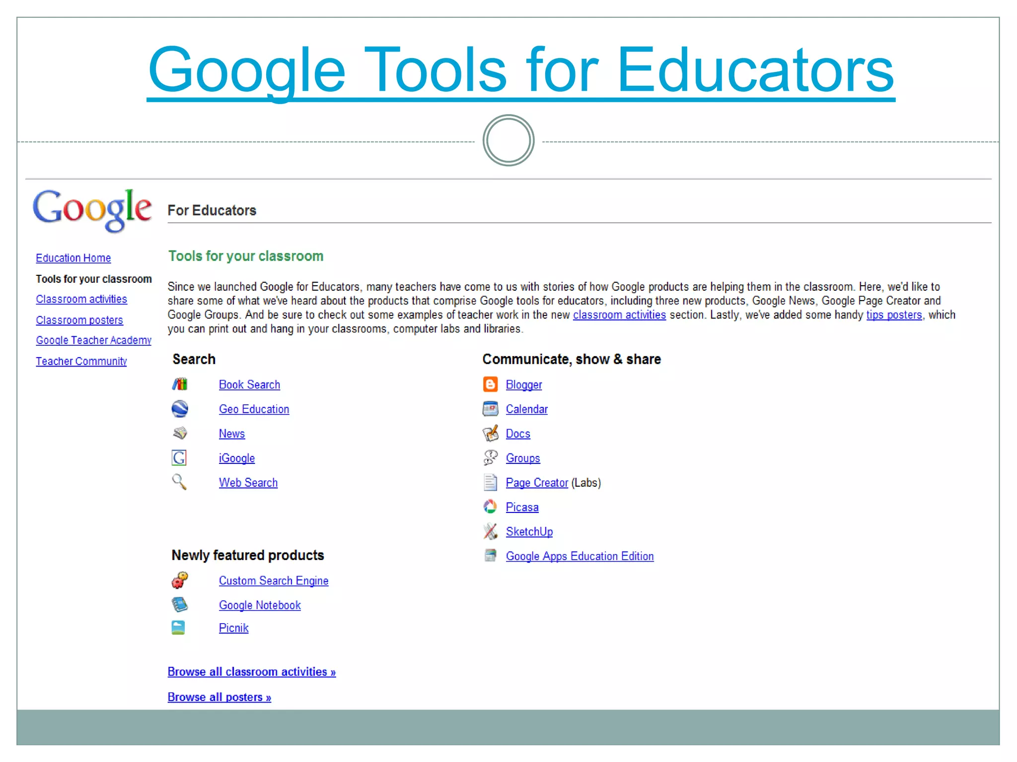 Google Tools for Educators
 