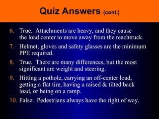 Reach truck safety presentation for operators | PPT